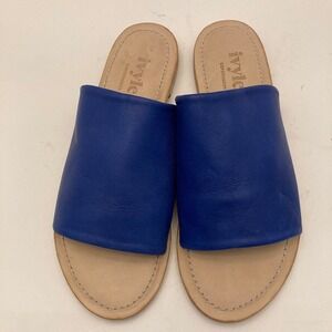 NEW Ivylee Copenhagen Leather Slides Flats Womens 8 EU 39 Blue Open Toe Handmade
